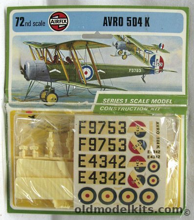 Airfix 1/72 Avro 504 K (504K) Blister Pack, 01048-5 plastic model kit